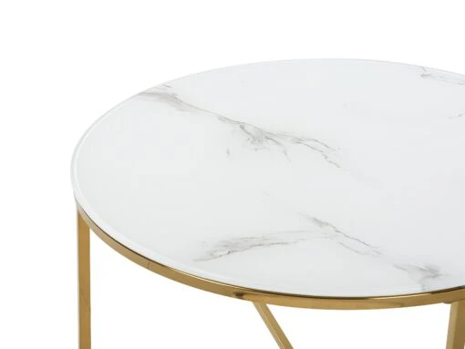 Coffee Table Marble Effect White With Gold QUINCY - Image 9