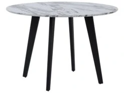 Round Dining Table ⌀ 110 Cm Marble Effect With Black MOSBY
