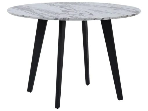 Round Dining Table ⌀ 110 Cm Marble Effect With Black MOSBY