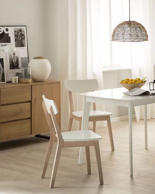 Set Of 2 Wooden Dining Chairs White SANTOS - Image 2