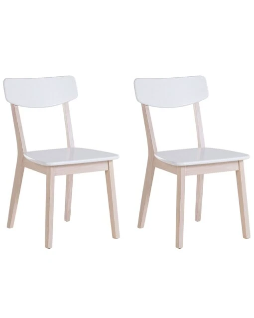 Set Of 2 Wooden Dining Chairs White SANTOS