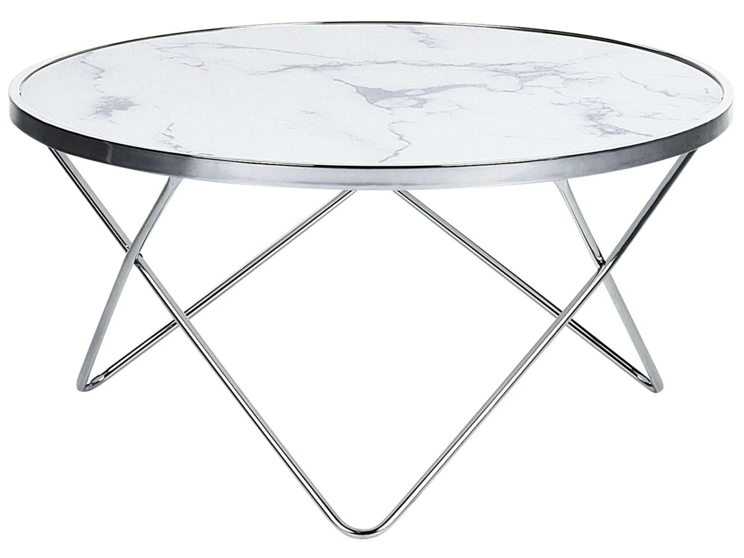 Coffee Table Marble Effect White With Silver MERIDIAN II