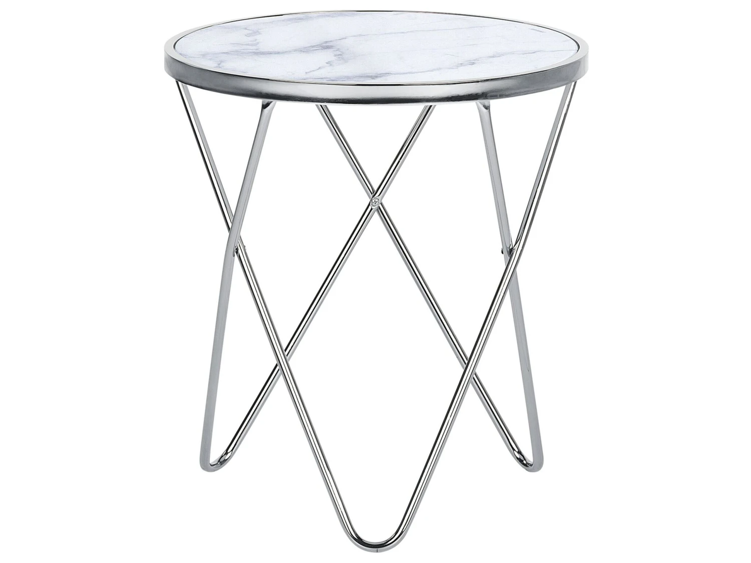 Side Table Marble Effect White With Silver MERIDIAN II