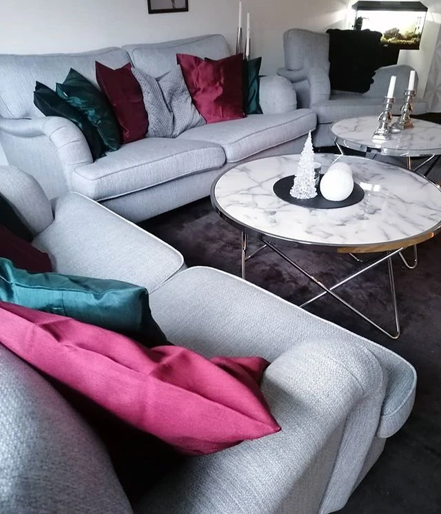 Side Table Marble Effect White With Silver MERIDIAN II - Image 4