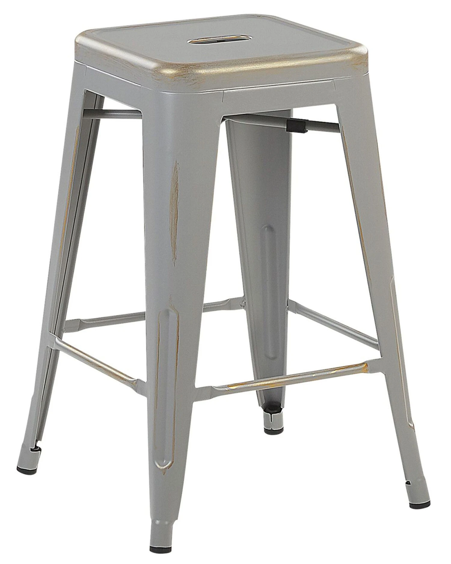 Set Of 2 Metal Stools 60 Cm Silver With Gold CABRILLO - Image 3