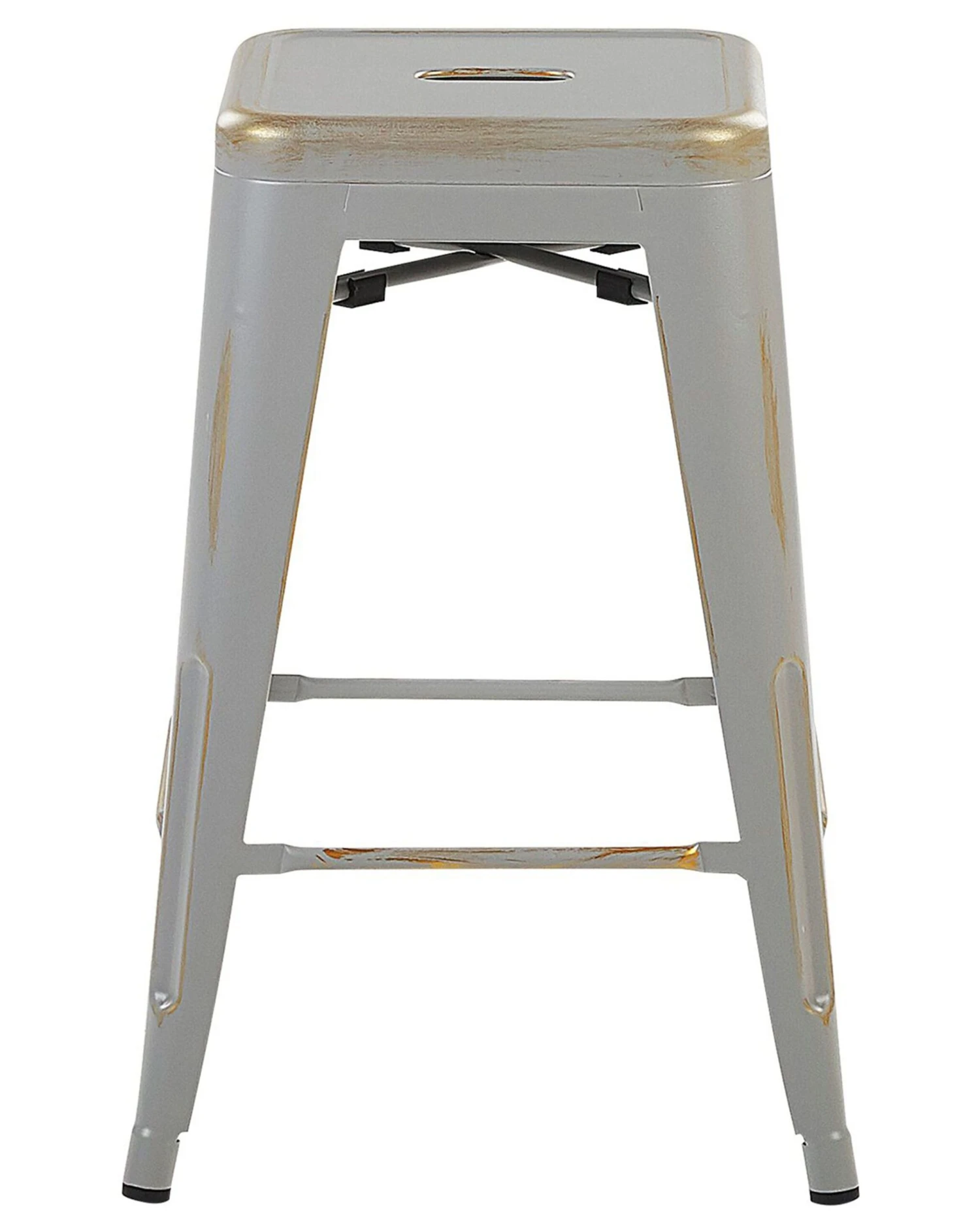Set Of 2 Metal Stools 60 Cm Silver With Gold CABRILLO - Image 4