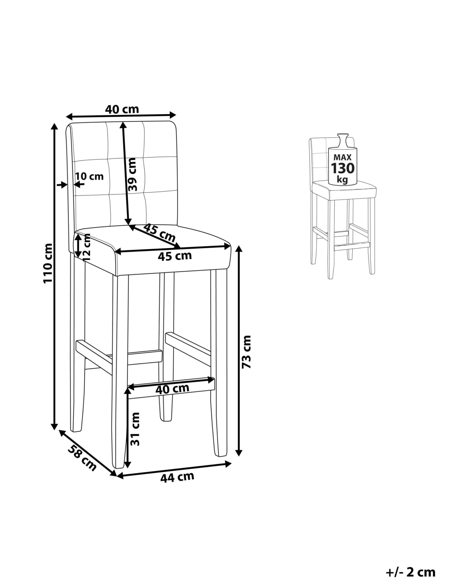 Faux Leather Bar Chair Off-White MADISON - Image 10