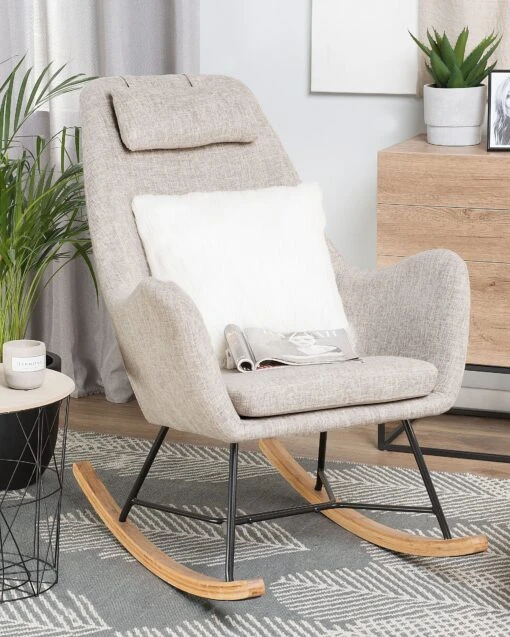 Fabric Rocking Chair Light Beige ARRIE - Image 2