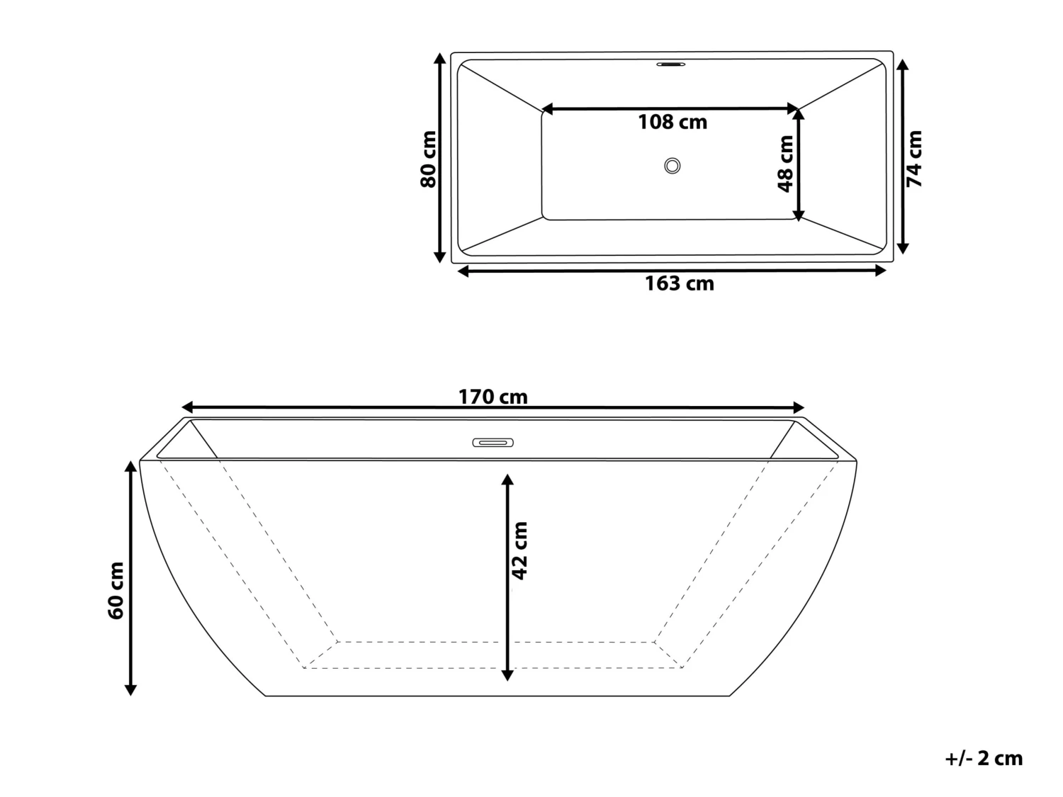 Freestanding Bath 1700 X 800 Mm White CABRUNA - Image 9