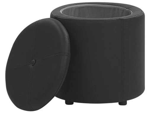 Faux Leather Storage Pouffe Black MARYLAND - Image 4