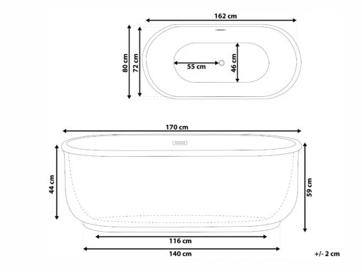 Freestanding Bath 1700 X 800 Mm White PINEL - Image 10