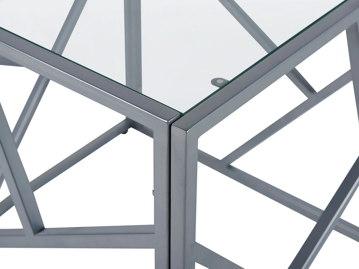 Glass Top Side Table Silver ORLAND - Image 4