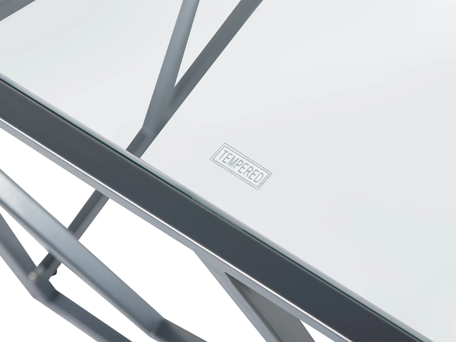 Glass Top Side Table Silver ORLAND - Image 6