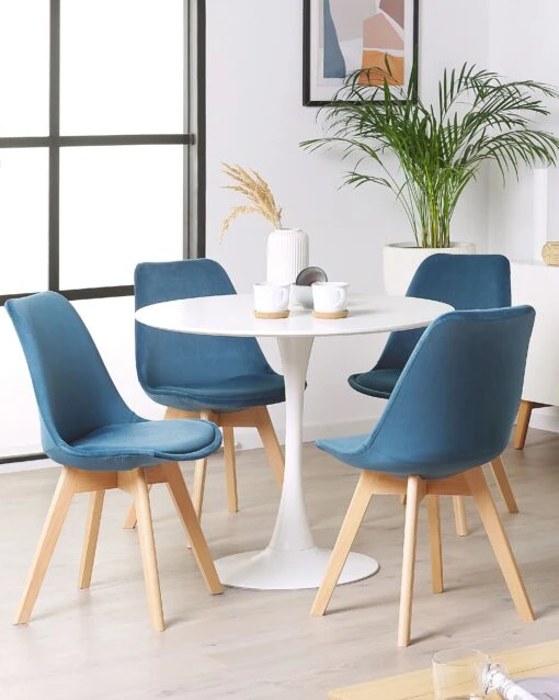 Set Of 2 Velvet Dining Chairs Blue DAKOTA II - Image 2
