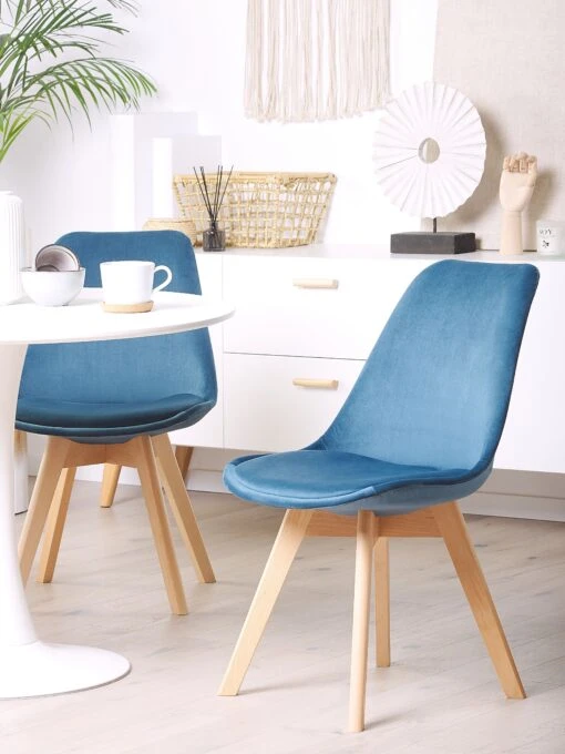 Set Of 2 Velvet Dining Chairs Blue DAKOTA II - Image 3
