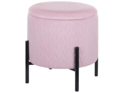 Velvet Storage Footstool Pink WENONA
