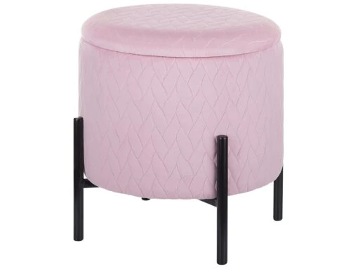 Velvet Storage Footstool Pink WENONA
