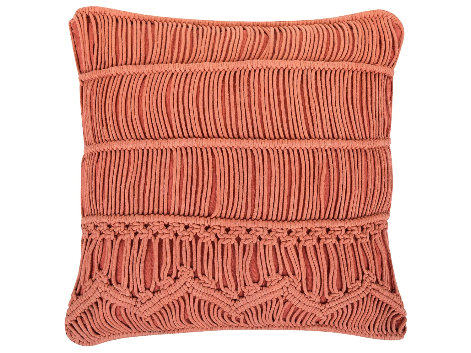 Set Of 2 Cotton Macrame Cushions 45 X 45 Cm Orange AKKOY - Image 6