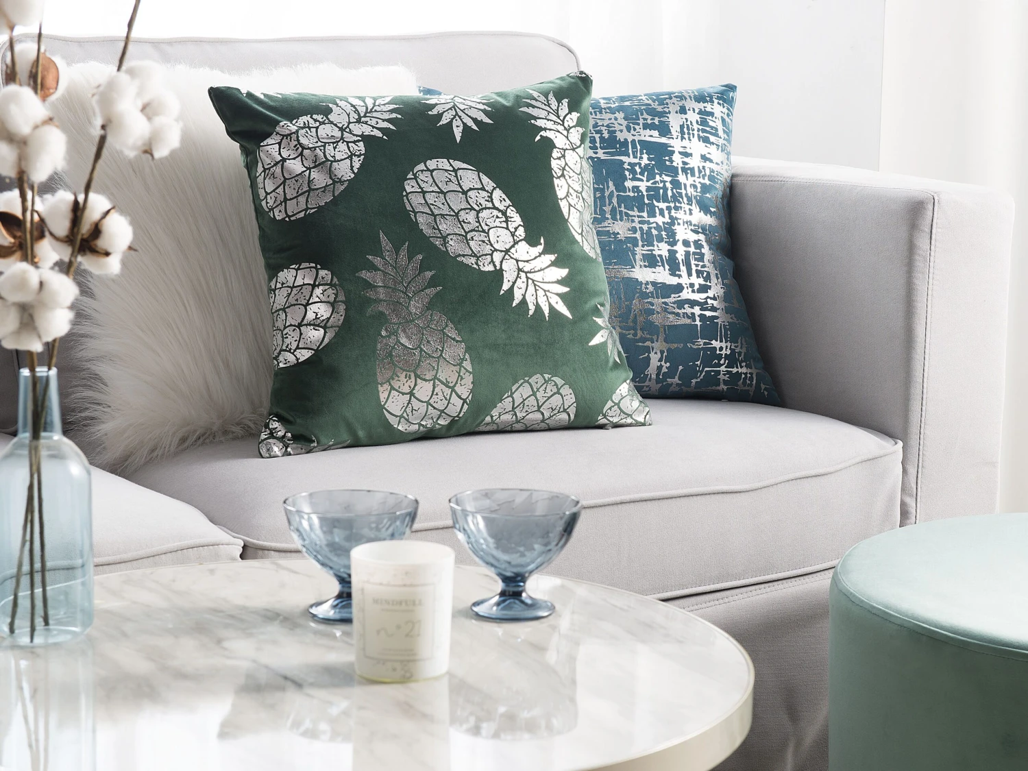 Set Of 2 Cushions Pineapple Print 45 X 45 Cm Green ASTILBE - Image 2