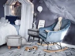 Velvet Rocking Chair Blue OXIE -Furniture Store undef src sa picid 769314 type whitesh image