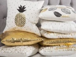 Set Of 2 Cotton Cushions Pineapple Print 45 X 45 Cm White YASMIN -Furniture Store undef src sa picid 770044 type color image