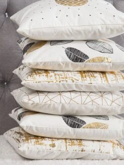 Set Of 2 Cotton Cushions Pineapple Print 45 X 45 Cm White YASMIN -Furniture Store undef src sa picid 770046 type whitesh image