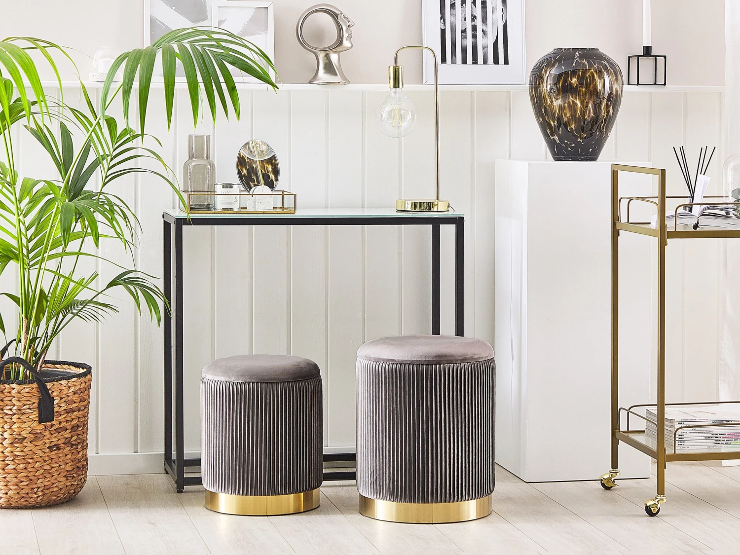 Set Of 2 Storage Pouffes Grey MIRAMAR - Image 2