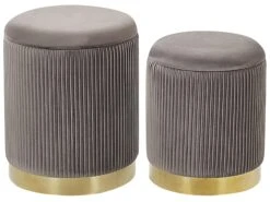 Set Of 2 Storage Pouffes Grey MIRAMAR