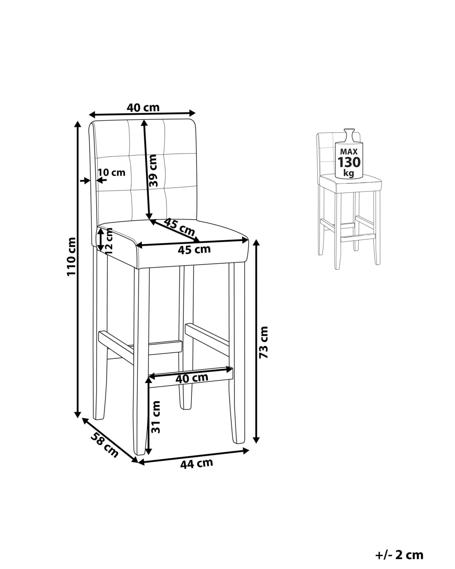 Faux Leather Bar Chair Brown MADISON - Image 8