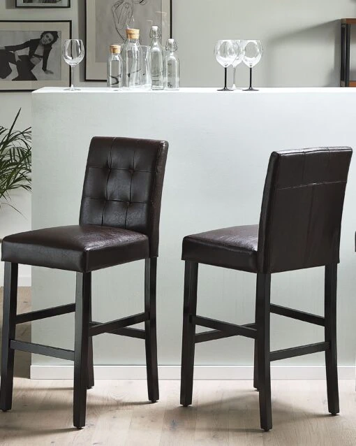 Faux Leather Bar Chair Brown MADISON - Image 2