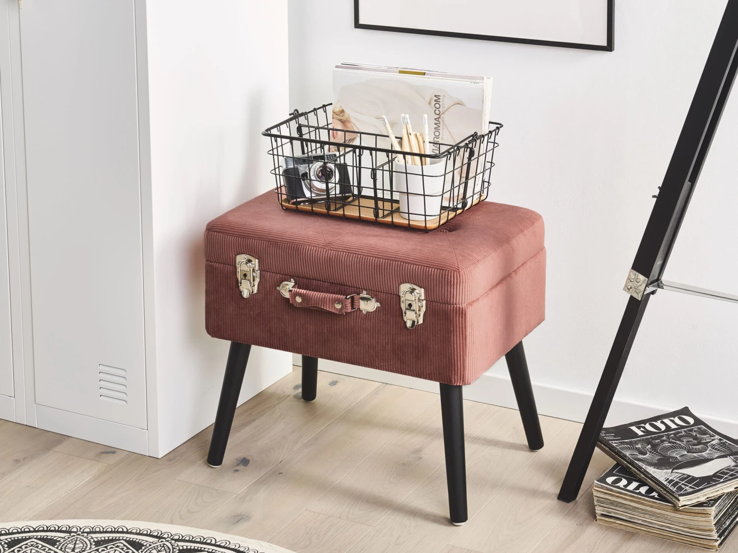 Corduroy Storage Stool Pink MALLARD - Image 2
