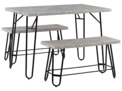 4 Seater Dining Set Grey And Black KEMPTON