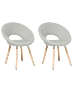 Set Of 2 Fabric Dining Chairs Light Grey ROSLYN