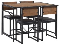 4 Seater Dining Set Dark Wood With Black BURTON