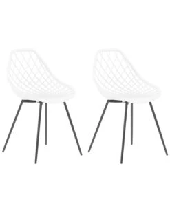 Set Of 2 Dining Chairs White CANTON