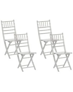 Set Of 4 Wooden Chairs Silver MACHIAS