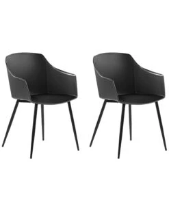 Set Of 2 Dining Chairs Black FONDA