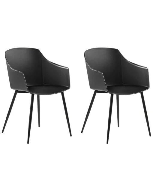 Set Of 2 Dining Chairs Black FONDA