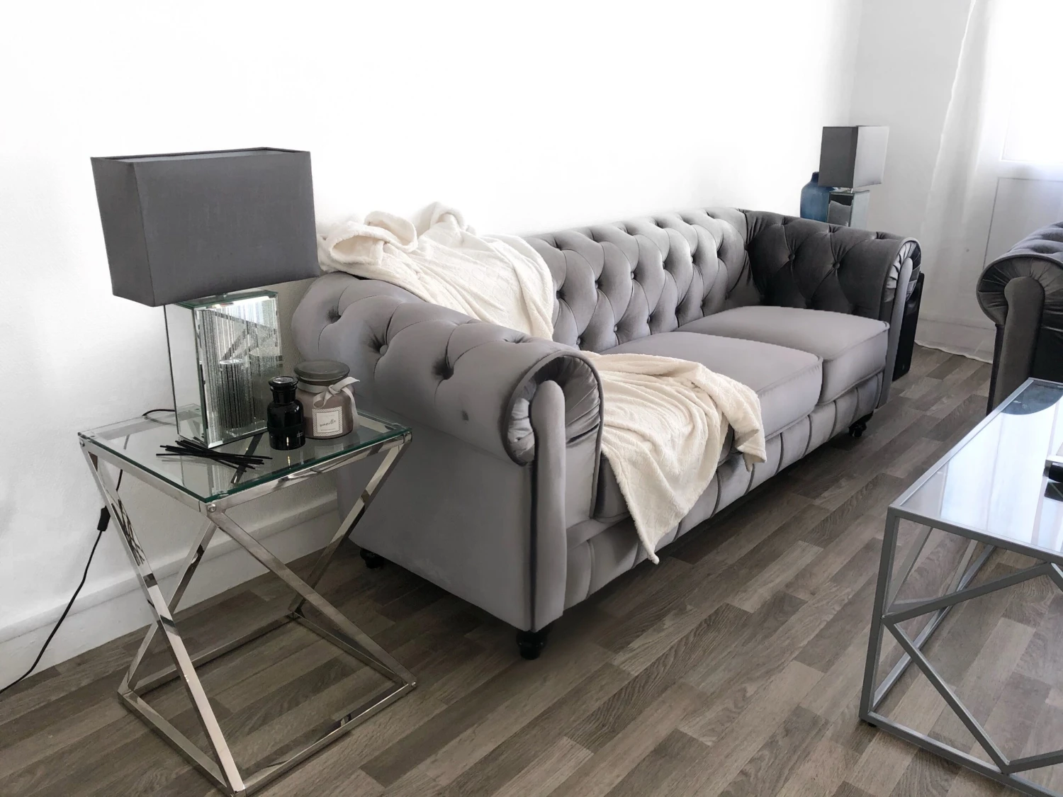 Glass Top Side Table Silver BEVERLY - Image 9