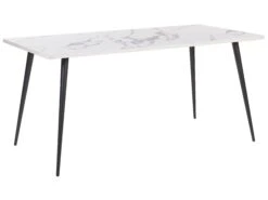 Dining Table White Marble Effect With Black SANTIAGO Various Sizes