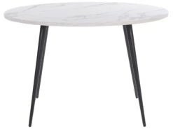 Round Dining Table ⌀ 120 Cm White Marble Effect With Black ODEON