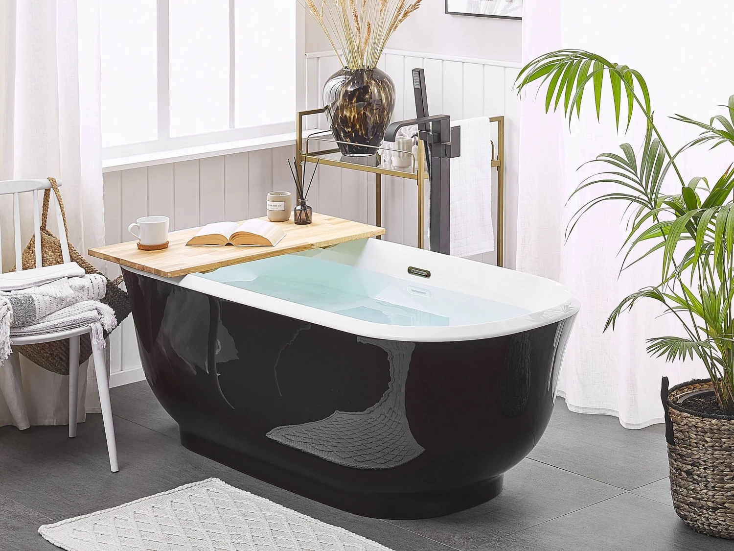 Freestanding Bath 1700 X 770 Cm Black TESORO - Image 2