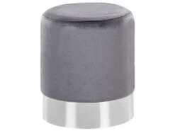 Velvet Pouffe Grey BRIGITTE