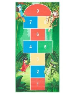 Kids Rug Hopscotch Print 80 X 150 Cm Green BABADAG