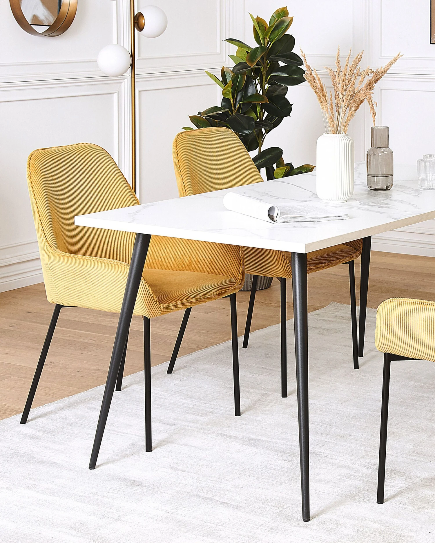 Set Of 2 Jumbo Cord Dining Chairs Yellow LOVERNA - Image 2