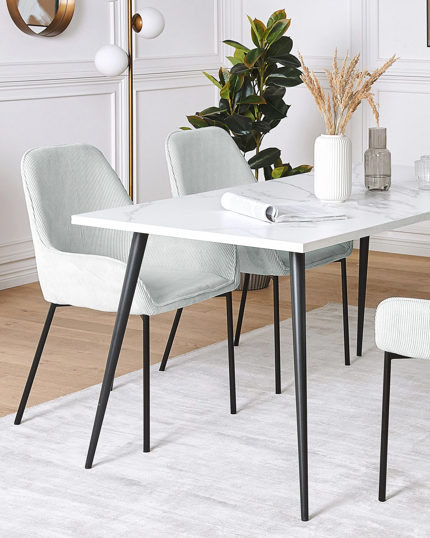 Set Of 2 Jumbo Cord Dining Chairs Mint Green LOVERNA - Image 2