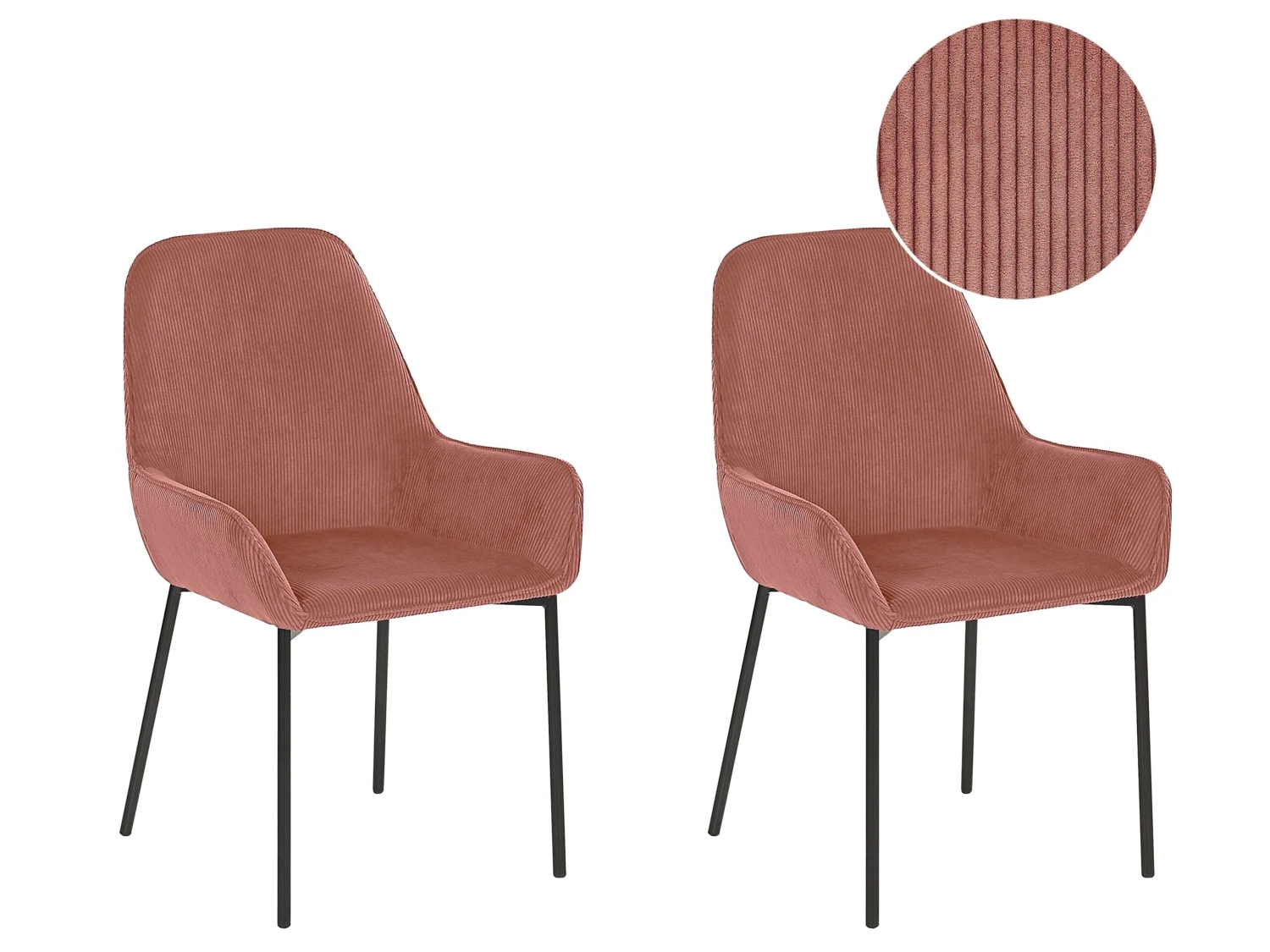 Set Of 2 Jumbo Cord Dining Chairs Pink LOVERNA