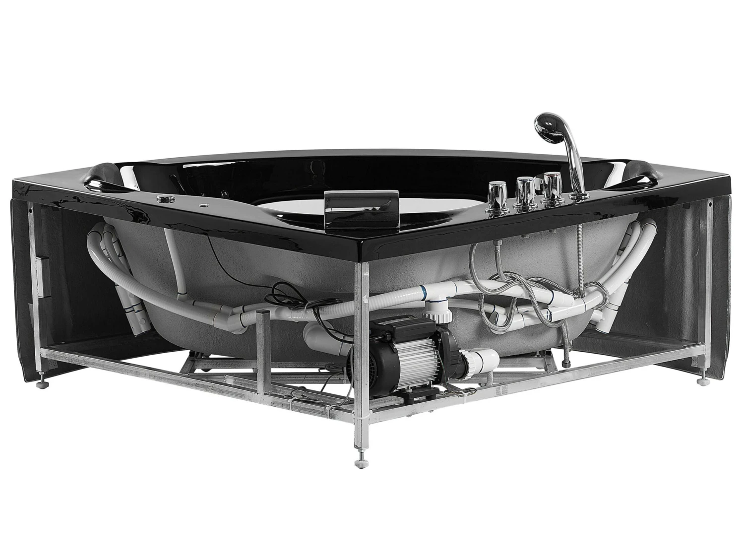 Whirlpool Corner Bath With LED Black TOCOA Various Sizes - Image 4