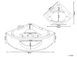 Whirlpool Corner Bath With LED Black TOCOA Various Sizes -Furniture Store undef src sa picid 780927 type whitesh image