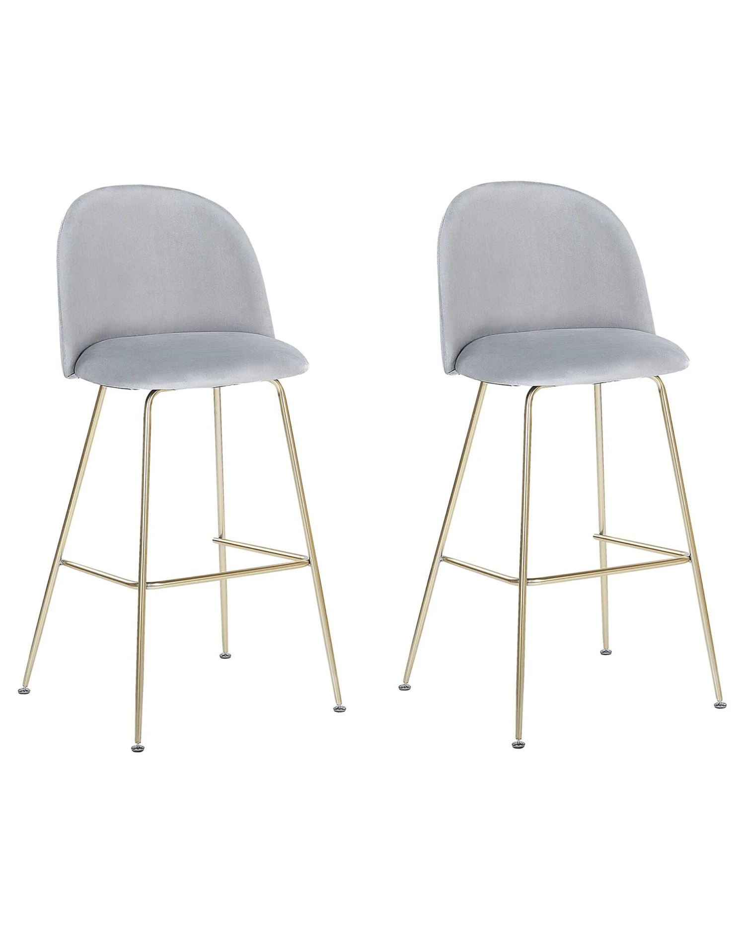 Set Of 2 Velvet Bar Chairs Grey ARCOLA